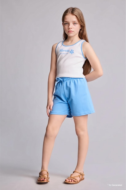 Girl 2 piece Slim Fit Tank Top Shorts Set