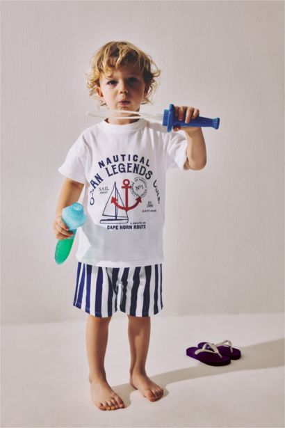 Baby Boy Marine Pattern T-Shirt Shorts 2 Piece Set