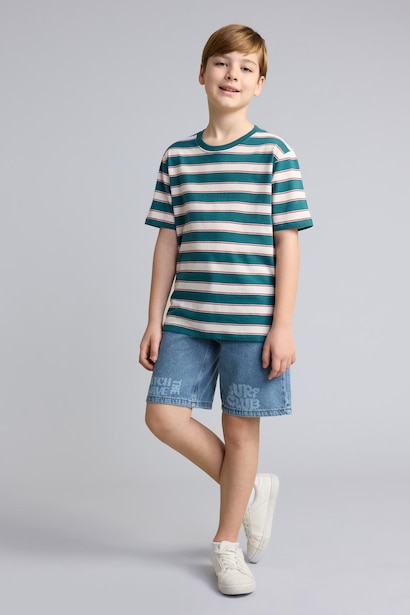 Boy Regular Fit Striped Crew Neck Short Sleeve T-Shirt