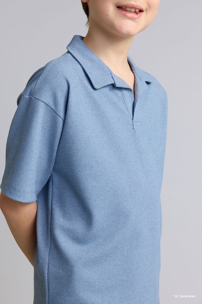 Boy Textured Fabric 2 Piece Blue Set
