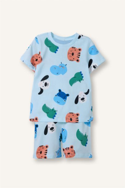 Hayvan Baskılı 2'Li Pijama Takım Erkek Bebek