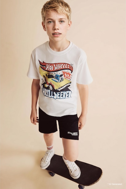 Boy Oversize Slogan Printed Shorts