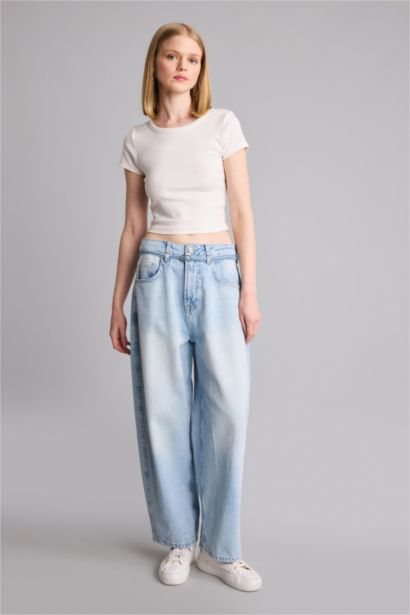 Barrel Fit High Waist Trousers