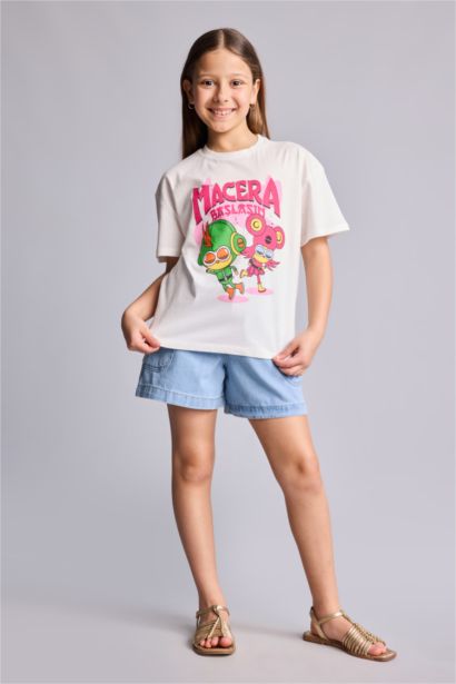 Super 1 Takım Oversize Tişört Kız Çocuk