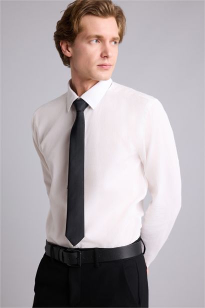 Modern Fıt Polo Yaka Pamuklu Uzun Kollu Gömlek