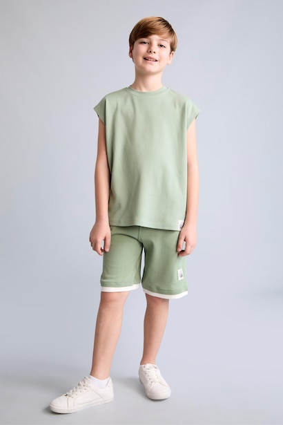 Boy Crew Neck Light Green Tank Top