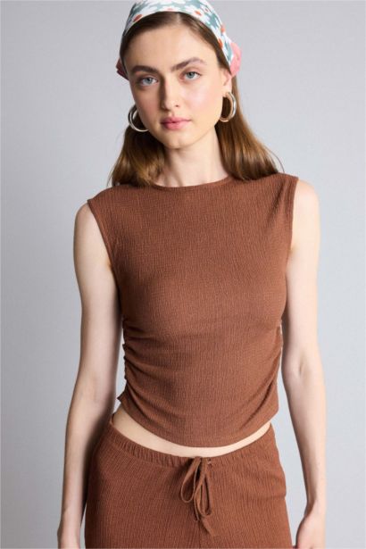 Slim Fit Kırışık Dokulu Atlet
