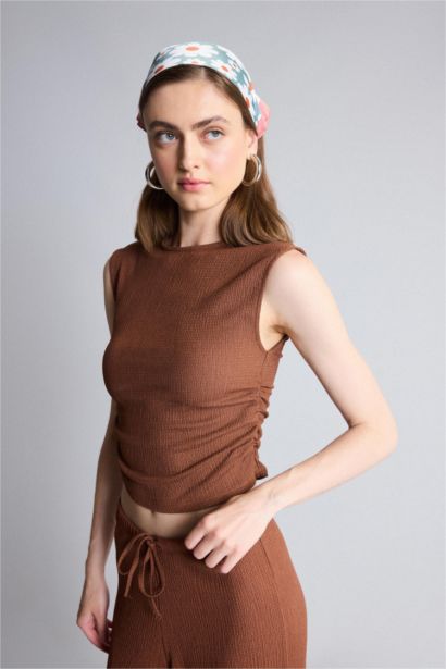 Slim Fit Kırışık Dokulu Atlet