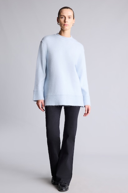 Loose Fit Basic Yün Karışımlı Triko Tişört