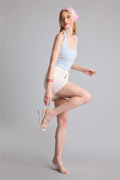 Slim Fit Camisole Halter Collar Tank Top