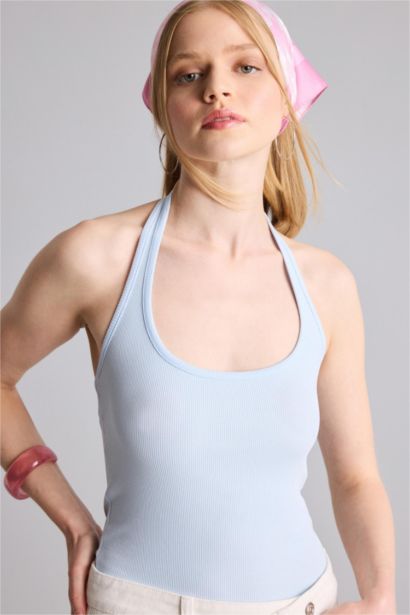 Slim Fit Camisole Halter Collar Tank Top
