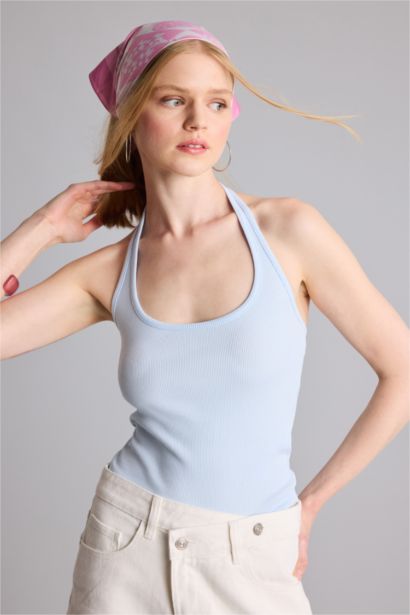 Slim Fit Camisole Halter Collar Tank Top