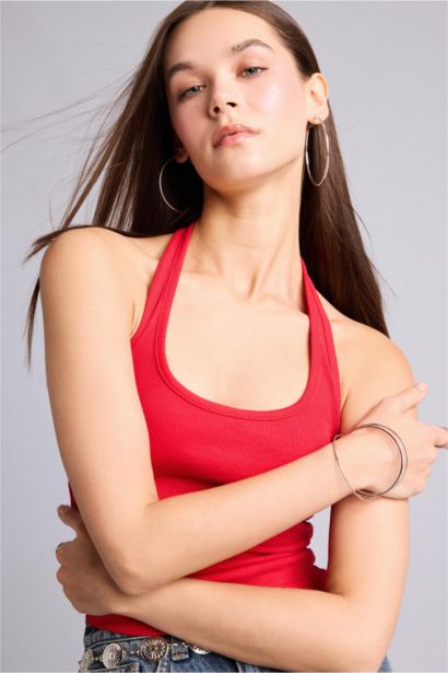 Fitted Kaşkorse Halter yaka Atlet