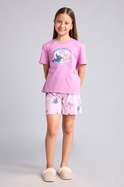 Lilo & Stitch Lisanslı Regular Fit 2'Li Pijama Takımı Kız Çocuk
