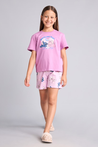 Lilo & Stitch Lisanslı Regular Fit 2'Li Pijama Takımı Kız Çocuk