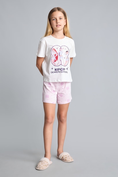 Kpop - Demon Hunters Lisanslı Regular Fit 2'Li Pijama Takımı Kız Çocuk