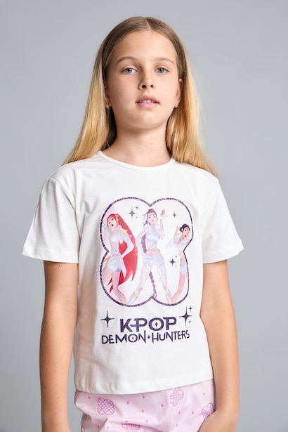 Kpop - Demon Hunters Lisanslı Regular Fit 2'Li Pijama Takımı Kız Çocuk