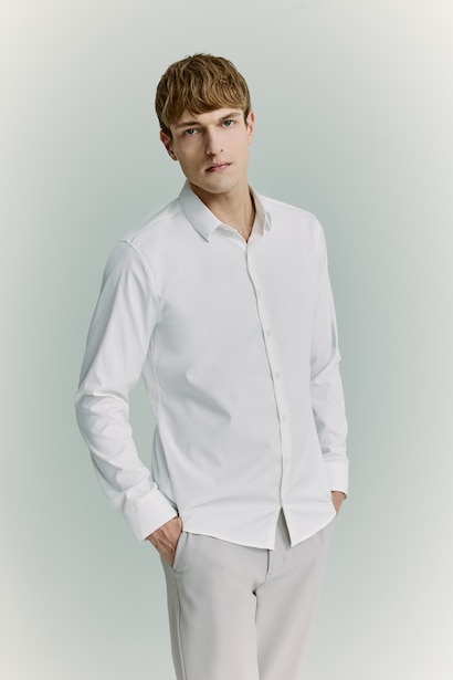 Chemise écrue à manches longues Coupe moderne