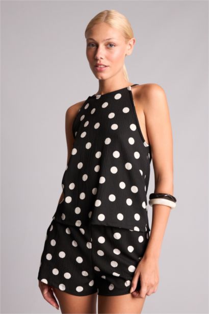 Regular Fit Polka Dot Crew Neck Tank Top
