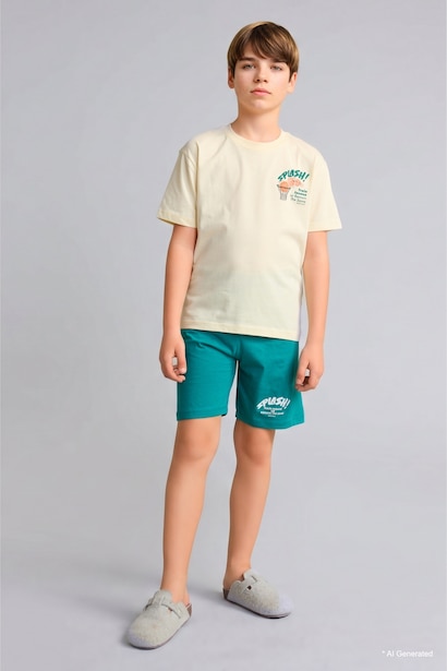 Boy 2 piece Regular Fit Printed Knitted Pyjamas