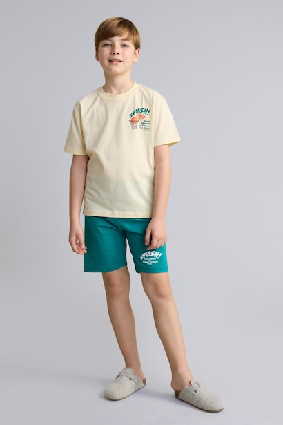 Ensemble Pyjama T-shirt imprimé et Short 100% coton pour garçon
