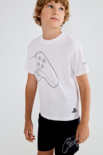 Ensemble Pyjama imprimé PlayStation 100% coton Coupe régulière pour garçon