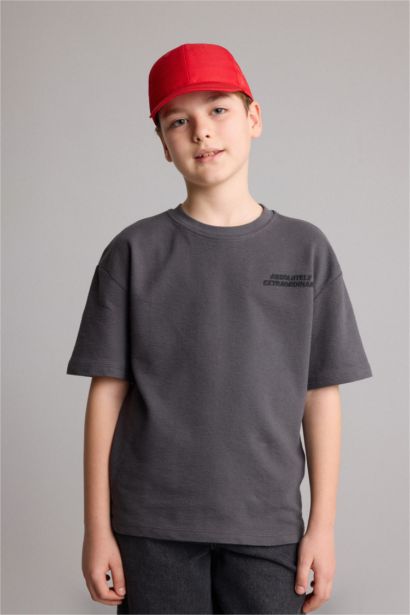 Oversize Fit Slogan Short Sleeve T-Shirt