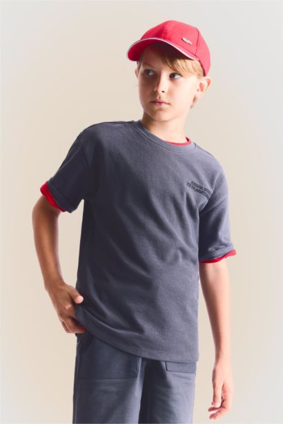 T-shirt oversize imprimé à col rond et manches courtes pour garçon