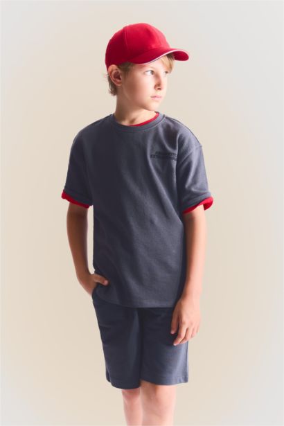 T-shirt oversize imprimé à col rond et manches courtes pour garçon