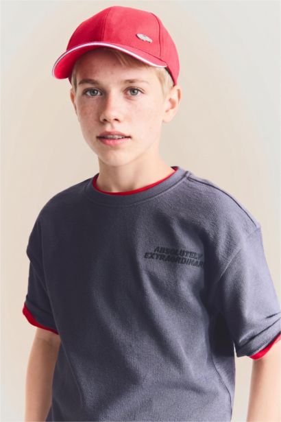Boy Oversize Fit Slogan Short Sleeve T-Shirt