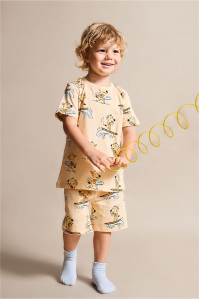 Pyjama 2 pièces saumon à motif animalier 100% coton pour bébé garçon