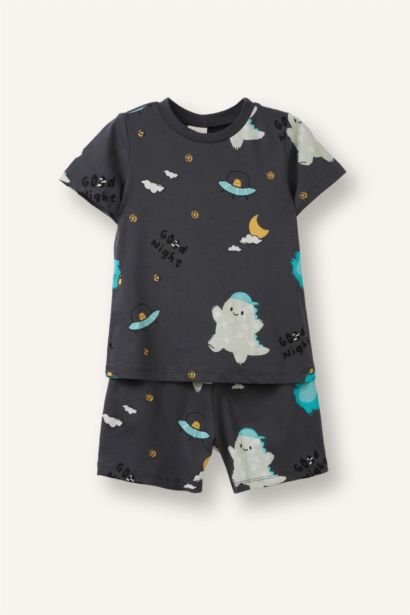 Baby Boy 100% Cotton Patterned 2 Piece Pajama Set