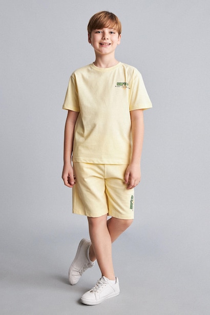 Boy Oversize Fit Palm Printed 100% Cotton Shorts