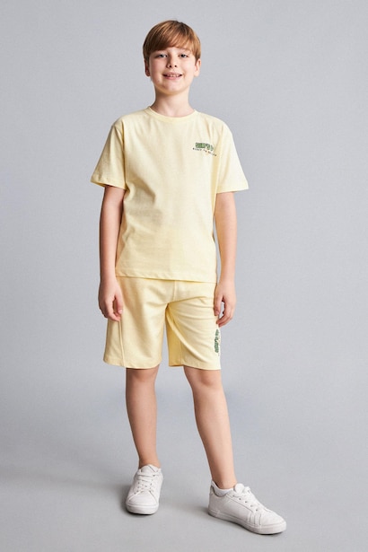 Boy Oversize Fit Palm Printed 100% Cotton Shorts