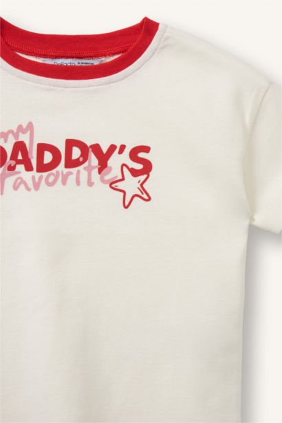 Baskılı Ribana Tişört Kız Bebek