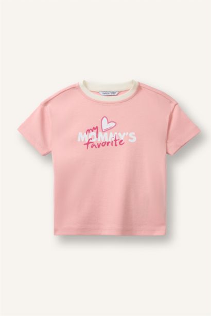 Baskılı Ribana Tişört Kız Bebek