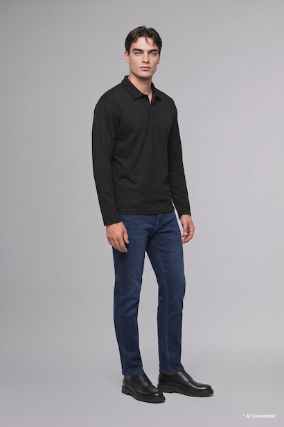 Polo Collar Long Sleeve Sweatshirt