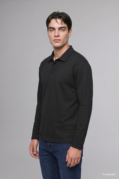 Polo Collar Long Sleeve Sweatshirt