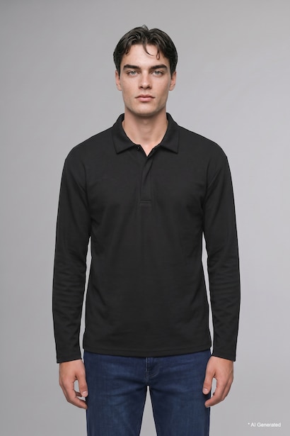 Polo Collar Long Sleeve Sweatshirt