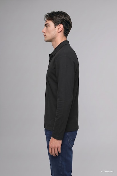 Polo Collar Long Sleeve Sweatshirt