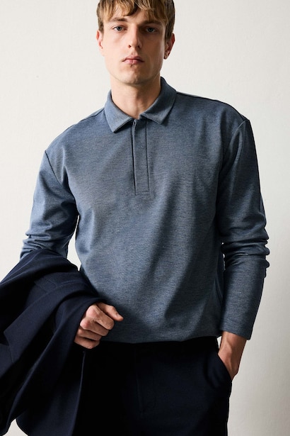 Polo Collar Long Sleeve Sweatshirt