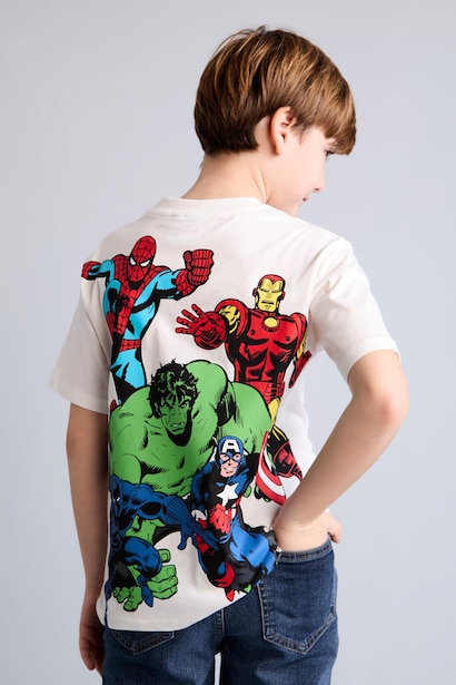 %100 Pamuk Avengers Sırt Baskılı Tişört Erkek Çocuk