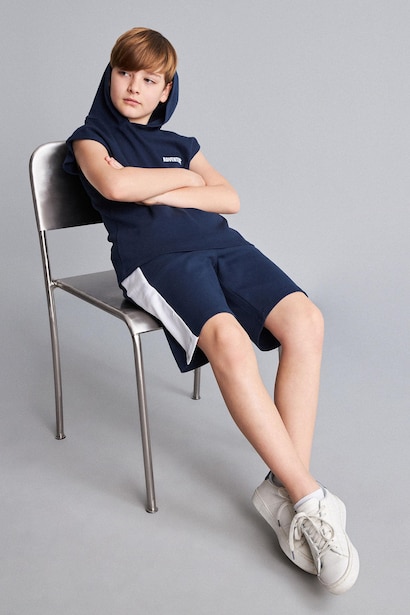 Boy Hooded Printed Tank Top Shorts 2 Piece Set