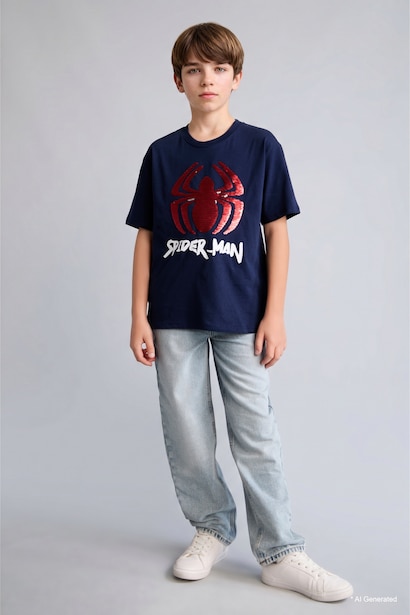 T-shirt Marvel Spiderman à manches courtes et col rond pour garçon