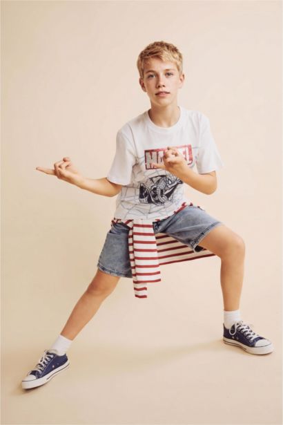 Boy Marvel New Regular Fit Crew Neck Sequin T-Shirt