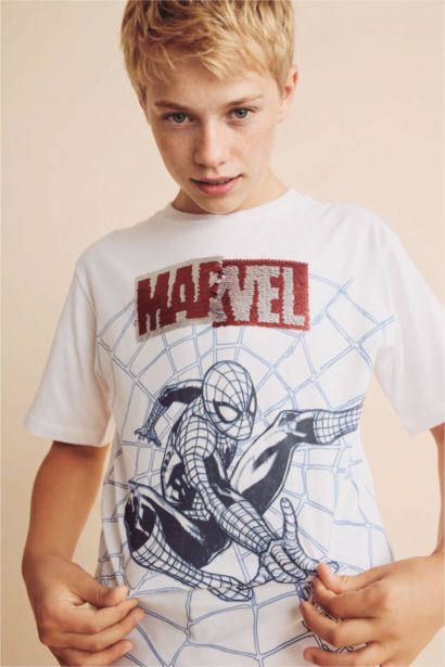 Boy Marvel New Regular Fit Crew Neck Sequin T-Shirt
