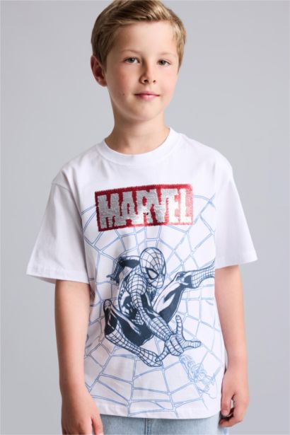 Boy Marvel New Regular Fit Crew Neck Sequin T-Shirt