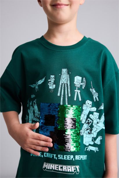 Minecraft Lisanslı Oversize Tişört Erkek Çocuk