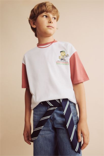 Boy Smiley World Oversize Back Print Short Sleeve Ecru T-Shirt