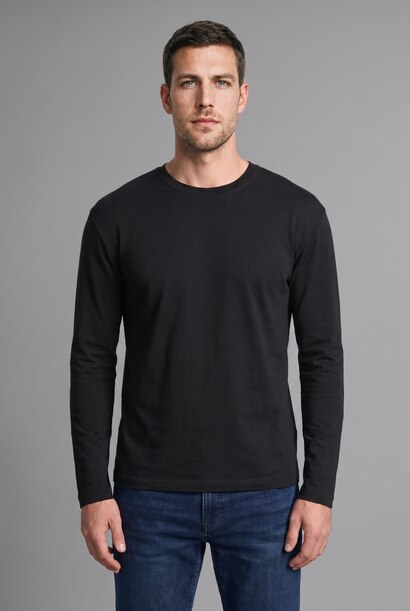 %100 Pamuk Regular Fit Uzun Kollu Basic Tişört